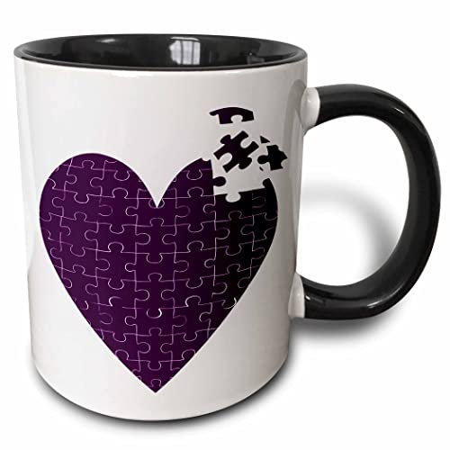 Stoneware Coffee Mug Large Purple Heart Made of Puzzle Pieces Ceramic Mug Durable Jumbo Mug Reusable Tea Mug for Beer Restaurant 330Ml