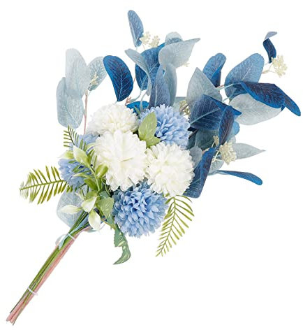 IMIKEYA Palla Artificiale Bouquet Di Crisantemo Accessori Da Giardino In Miniatura Eucalipto Bouquet Di Crisantemo Crisantemo Falso Bouquet Di Fiori Imitazione Imitazione Imitazione Seta Blu