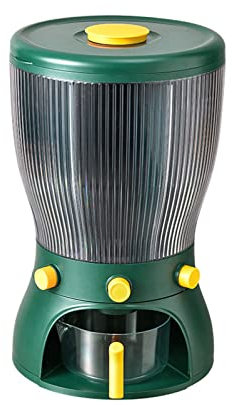 EOTRERANQ Reisspender, Lebensmittelspender, drehbarer Reisvorratsbehälter mit 4 Gittern, Reiseimer mit Tasse, Aufbewahrungsbox for trockenes Getreide Reiskübel(Green)