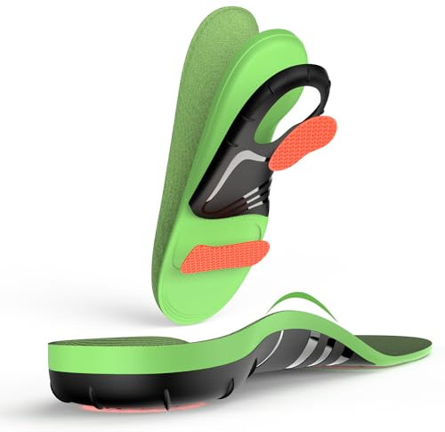 Kimihome Plantar Fasciitis Relief Insoles - High Arch Support Inserts - Heel Cups & Shoe Inserts for Heel Pain Relief - Planter Facetious Relief Support Inserts - S - Green