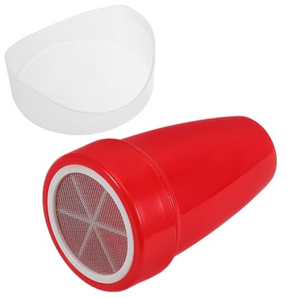 ABOOFAN Handheld Flour Sifter and Powdered Sugar Shaker, Fine Mesh Baking Sieve for Coffee, Matcha, and Cocoa Dusting, Red Plastic Kitchen Tool for Home Bakers