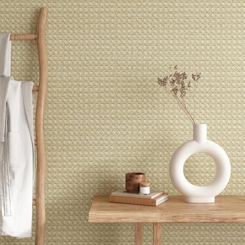 Stickyart Papier Peint 3D Effet Rotin Tissé Autocollant Motif Marron 30cm x 400cm Film Adhesif pour Meuble Papier Adhesif pour Meuble Crédence Adhésive Cuisine Amovible pour Meuble Salle de Bains