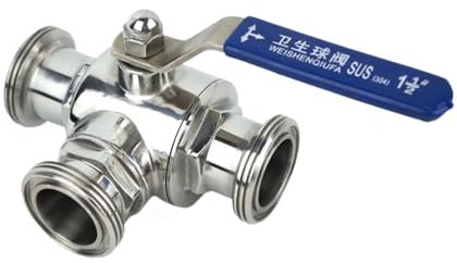 38mm 51mm 1.5 2 SMS Connection End SUS 304 Stainless Steel Sanitary T L Port Tee 3 Ways Ball Valve Home Brew Beer(38mm,L-Port)