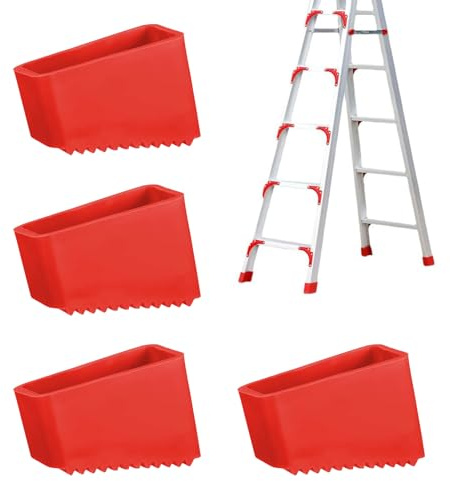4 Pcs Non Slip Ladder Feet Covers, Rubber Pad Replacement Step Ladder, 50 x 20 mm Rubber Ladder Feet Covers, Ladder Stabilizers, Anti-Slip Replacement Foot Covers for Home and Industrial Ladders