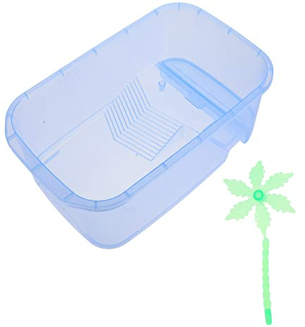 TOYANDONA Schildkrötenbecken Kunststoff Reptilienbox Mit Plattform Transparent Schildkröten Brutgebiet Und Futterbereich Für Kleine Schildkröten Und Amphibien