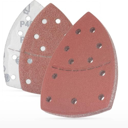 YoiYee Coarse Grit Mouse Sandpaper Sheets – 20pcs Detail Sander Pads (P40 to P180) – Hook and Loop 11-Hole Abrasive Set for Paint, Wood, Rust Removal