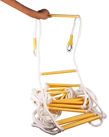 SBCGFY Sicherheitsseilleiter, Feuerleiter, Not-Feuerleiter mit Haken, weiche Leiter, schwer entflammbar, für Kinder und Erwachsene, Flucht aus Fenster und Balkon/Gelb/(Yellow 5M)