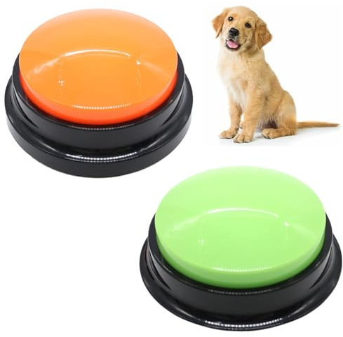 Buzzer med inspelningsfunktion, hundknappar, 2 stycken buzzer med inspelningsfunktion, hundknapp, hundknapp för kommunikation, intelligensleksak för hundar, hundlekar för hundinteraktion