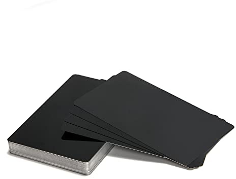 Yesaler Carte de Visite en Métal Vierge Carte Laser Gravée Carte de Visite Noir 50 Pièces pour Bureau Cadeau de Bricolage