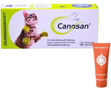 Canosan 1x 30 Kautabletten I Ergänzungsfuttermittel für Katzen I mit Gonex Grünlippmuschel-Extrakt I zur Unterstützung von Gelenken, Knorpeln, Sehnen und Bändern I Spar-Set plus Pharma Perle give-away