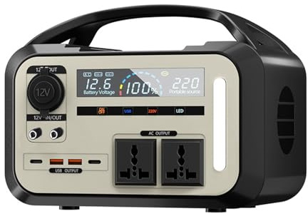 Centrale Elettrica Portatile,Generatore Solare Di Riserva Batteria Grandi Dimensioni,Con Presa Corrente Alternata E Luce A Led Scenari Versatili All'Aperto,Campeggio,Pesca,Picnic(350Wh+350W,Black)