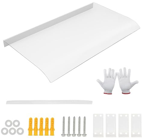 Toit Marquise en Polycarbonate Protection UV pour Porche Auvent de Fenêtre 380 40 70 90 120 180 280 350cm Abri Banne Incurvé Marquise de Porte d'Entrée Invisible(40x300cm)