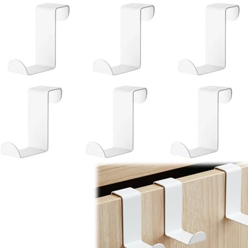 6 Stück Türhaken, Garderobenhaken, Türhaken Innenseite, Garderobenhaken, Praktische Aufbewahrungslösung Für Kleidung Und Accessoires, Einzelne Verwendung Möglich, Einfache Montage Ohne Bohren (Weiß)