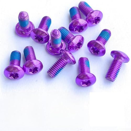 Gdfnmogo Schrauben oben für Fahrrad für Torx für lila Scheibenbremse, Stahl, für T25 bis M5 x 10 mm für Komponenten, 12 Stück Schrauben für Carbon