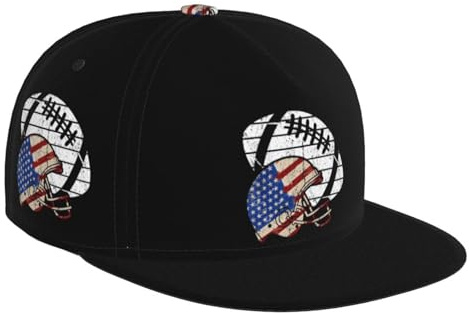 MREUSAP American Football Helmet USA Flag Baseball Cap Hip Hop Flat Bill Brim Caps Trucker Hats Adjustable Sun Hat for Sports Outdoors Unisex