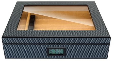 Cigarrfodral, cigarrförvaringslåda, resehumidor, 1 st med cederträfoder, elektronisk temperatur- och fuktighetsfri skiljevägg