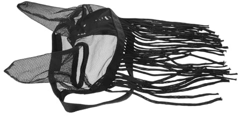 Kisangel Maschera Anti-mosche per Cavalli con Frange, Copertura Completa in Rete Traspirante, Protezione Orecchie Sensibili, Resistente Poliestere per Pascolo All’aperto
