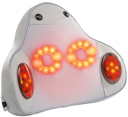 Real Relax Coussin de Massage pour le Dos avec Chaleur,Support Lombaire Ergonomique à Chaleur Graphene,Coussin Shiatsu pour Nuque et Épaules,Idée Cadeau d'Anniversaire pour Femmes et Hommes