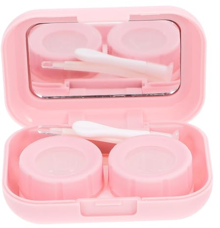 TIKODIDA Caja para Lentes de Contacto Espejo y Estuche Compacto, Accesorio Práctico para Almacenar Lentillas Durante Viajes y Uso Cotidiano