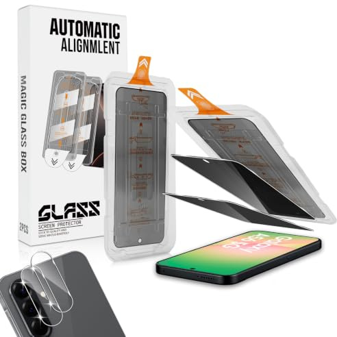Yenwen Sichtschutzfolie für Samsung Galaxy A56 5G für Panzerglas, 2 Stück [ Auto-Installation ] Sichtschutz und 2 Stück Kameraschutz, 9H Härte Privacy, Anti Spy Blickschutzfolie, Einfach