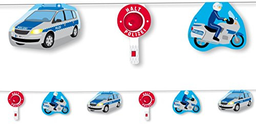 3,5m Wimpelkette * POLIZEI * mit 10 Wimpeln für Kinderparty und Kindergeburtstag von DH-Konzept // Polizeiauto Polizist Deko Partykette Girlande Banner Party Set