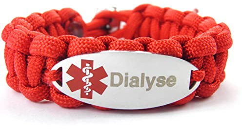 HanseCharms-Medizinisches Notfall Paracord Armband-Edelstahl Charm-Verstellbar-Rotes Logo