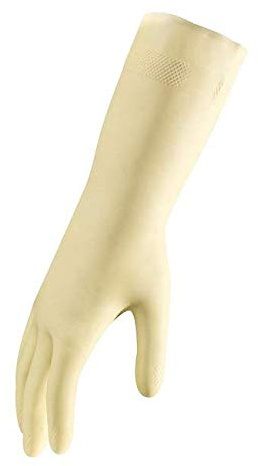 Bizzybee Haushaltshandschuhe, groß, Satin Touch, ungefüttert, glatte Innenfläche, Vinyl, 2 Stück, Beige/Braun