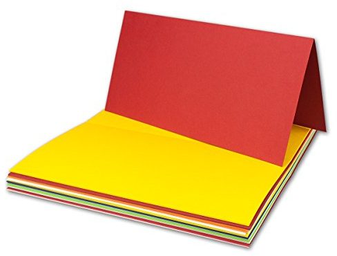 250x farbige Faltkarten farbig gemischt - DIN Lang - 21 x 10,5 cm - Farben-Mix - Verschiedene Ausführungen - GUSTAV NEUSER