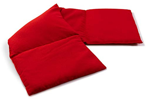 4-Kammer Leinsamenkissen 20x60cm groß - Wärmekissen & Kältekissen - 60x20cm Körner-Kissen Leinsamen, kirschrot