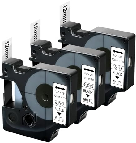 BEYONDTEK Etikettenband für Dymo D1 12mm Schwarz auf Weiß Schriftbänder für Dymo 45013 Kompatibel mit Dymo Labelmanager 160 280 210D 360D 420P 500TS 450Duo Labelpoint (S0720530, 3er-Pack)
