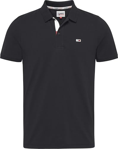 Tommy Jeans TJM Slim Placket Polo S/S herr, svart, M