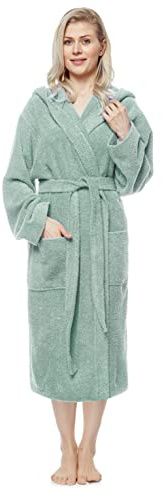 Badrock med huva för kvinnor, vaddlängd, Färg: Mintgrön, Storlek kvinnor: M, Storlek unisex: S-M