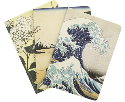 Grupo Erik Libretas A6 Hokusai - Pack Libretas pequeñas | 3 Cuadernos bonitos : Cuaderno punteado + Cuaderno hojas blancas + Cuaderno lineas (Tapas blandas, 64 págs cada uno)