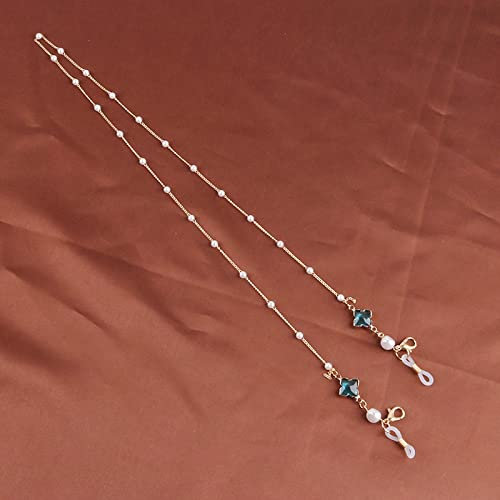 Brillenkette Minimalistischer Stil Stern Perlenkette Brillenkette Lanyard Lesebrillen Ketten Damen Accessoires Sonnenbrillen Halteriemen Kordeln Blau