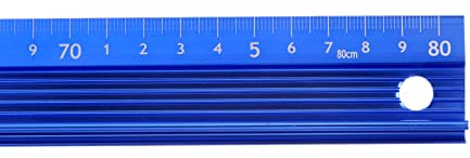 sourcing map Metall-Lineal mit erhöhtem Griff, 80 cm, metrisches Lineal, Aluminiumlegierung, rutschfest, schützendes Lineal, gerades Schneidelineal, Messen, Blau