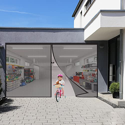 Magnet Fliegengitter Tür, 230x255cm Türvorhang Balkon Magnetvorhang, Fliegenschutz mit Verbreitertem Klebeband Insektengitter Lamellenvorhang Magnetvorhang (Schwarz)