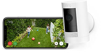 Ring Caméra extérieure sans fil (Stick Up Cam)| Caméra de surveillance wifi HD sur batterie, audio bidirectionnel, détection de mouvements, fonctionne avec Alexa | Essai Ring Home gratuit 30 j.