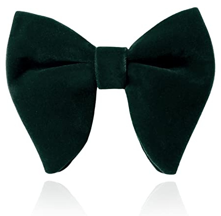 HOULIFE Nœud papillon pour homme - Réglable - En velours - Pré-noué - Couleur unie - Avec grands papillons - Pour marié, mariage formel - Avec boîte cadeau, vert foncé, 12x10cm