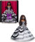 Barbie Signature-Puppe, Sammelfigur zum 65. Jubiläum mit braunen geflochtenen Haaren, schwarz-weißer Robe, Saphirohrringen und Sonnenbrille, HRM59