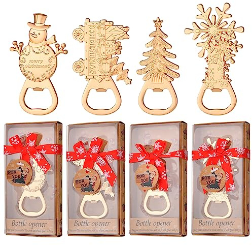 Winocbxt 24 apribottiglie a tema natalizio, bomboniere e regali per matrimoni, addio al nubilato o baby shower, decorazioni ideali e souvenir per celebrazioni natalizie. Oro
