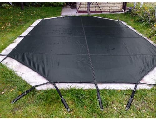 LXLZYXSF Extra Large Winter Pool Safety Cover Mesh, Round Inground Swimming Pools Protector, Triple Stitched, Good Rain Permeability, Installation Hardware Included (Color : Black, Size : 8ft/2.4m D)