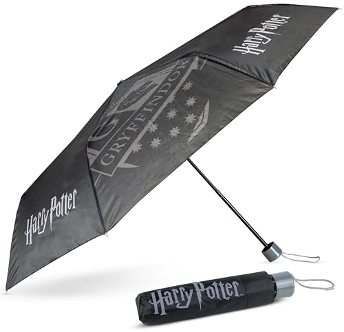 BONNYCO Paraguas Plegable Antiviento de Harry Potter. Paraguas Hombre y Mujer Negro con Estructura Reforzada, Regalos Originales para Mujer. Guarda Chuva de Bolsillo para Mochila, Bolso o Viaje