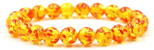 Daesar Herren Armbänder, Perlenarmband Chakra 10MM Bernstein Männer Armbänder Charms 20CM