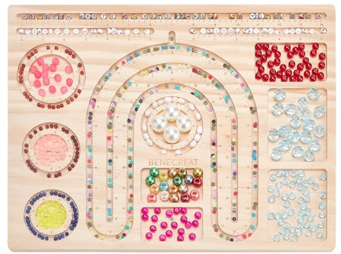 BENECREAT 38.5x30cm Holzperlenbrett, Perlendesignbrett Perlenherstellungszubehör Perlentabletts Matten Für Armband, Halsketten, Schmuckherstellung, DIY-Design, 1 cm Dick