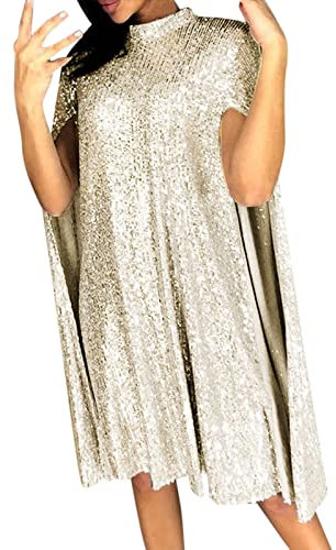 callmo Pailettenkleider für Damen Partykleid Hochzeit Glitzer Cocktailkleid Elegant Sexy Hochzeitskleid Langarm Festlich Party Pailletten Frauen Kleider Glitzerkleid Abendkleid