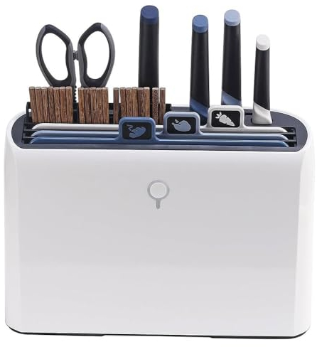 Smart Cutting Board and Knife Set with Drying Holder, 4 Colour Coded Chopping Boards & 4 Knives &10 Pair Chopsticks, Drying Holder Organizer Kitchen Tools for Smart Home Gadgets (Color : B)