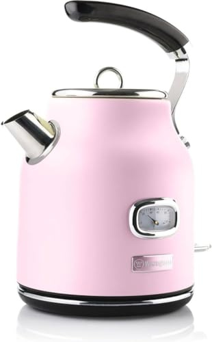 Westinghouse Retro-Wasserkocher, 1,7 L, elektrischer Wasserkocher, BPA-frei, mit Kalkfilter, 2200 W, rosa