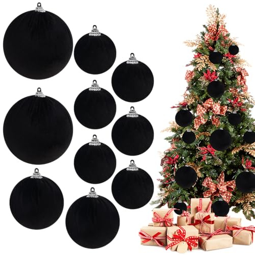 Funzhan 10 Stück Braun Samt Christbaumkugeln Dekor, Samt Weihnachtskugeln Hängendes Weihnachtsdeko, Weihnachtsbaumkugeln für Neujahrsfeier Dekor
