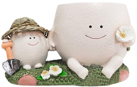 Shitafe Jardinera para Padres e Hijos, Maceta para Padres e Hijos,Macetas con cabeza, macetas suculentas de resina bonitas - Maceta compacta y resistente, jarrón, adorno de resina para balcón, estudio