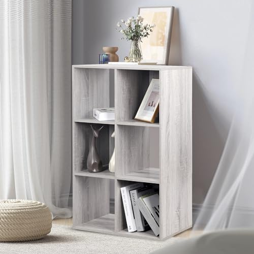 PACHIRA 3 Tier Wooden Bookcase, 2 * 3 Cube Storage Unit 6 Cubes Shelves Book Shelves Freestanding Bookshelf Storage Shelf Wooden Shelving Unit For Bedroom Living Room Display Cabinet